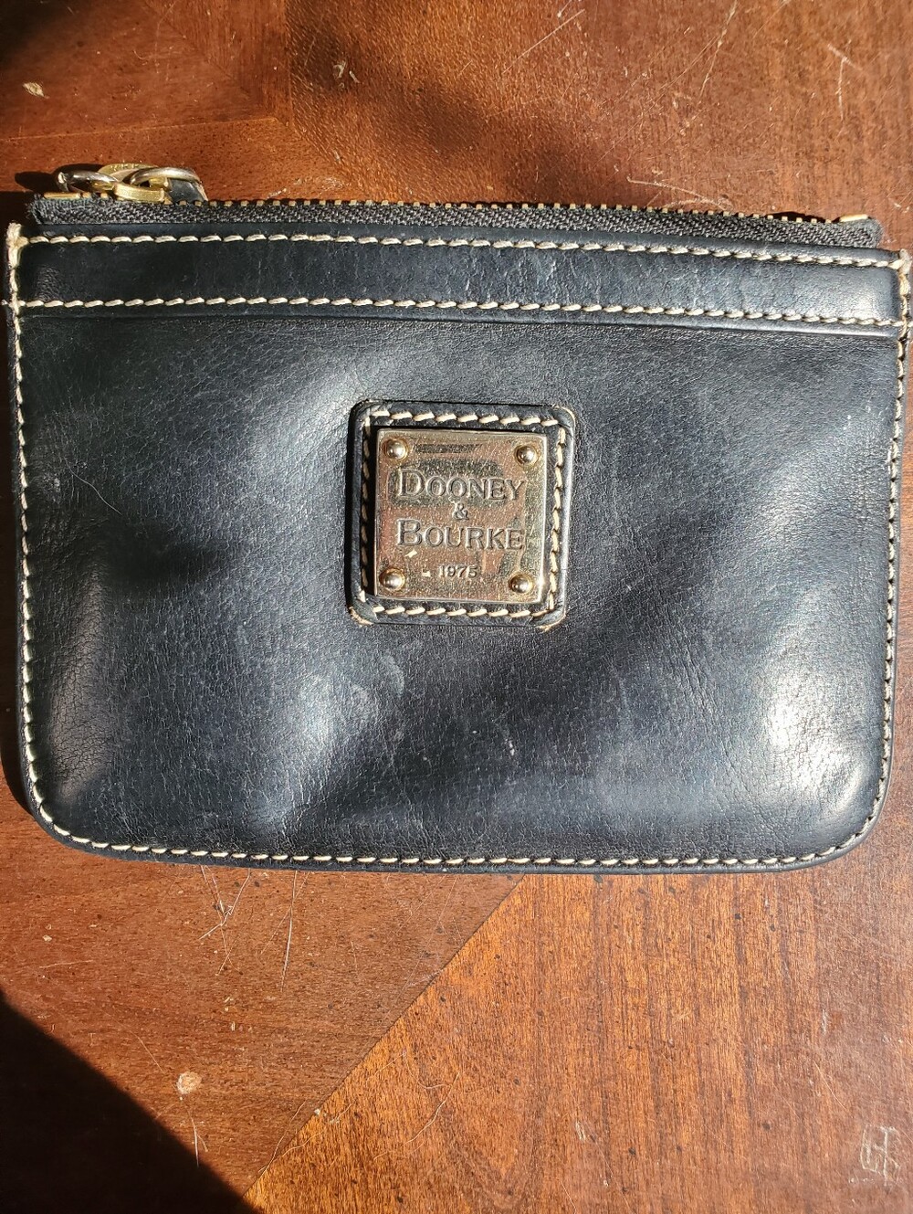 Dooney & Bourke Black Leather Zip Coin Pouch